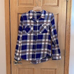 Hippie Laundry - Plaid Flannel Shirt - Red, Blue & White - Long Sleeves - Medium